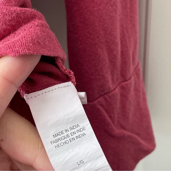 Lucky Brand Red Blouse Eyelet Button Henley Flowy Large - Picture 5 of 13